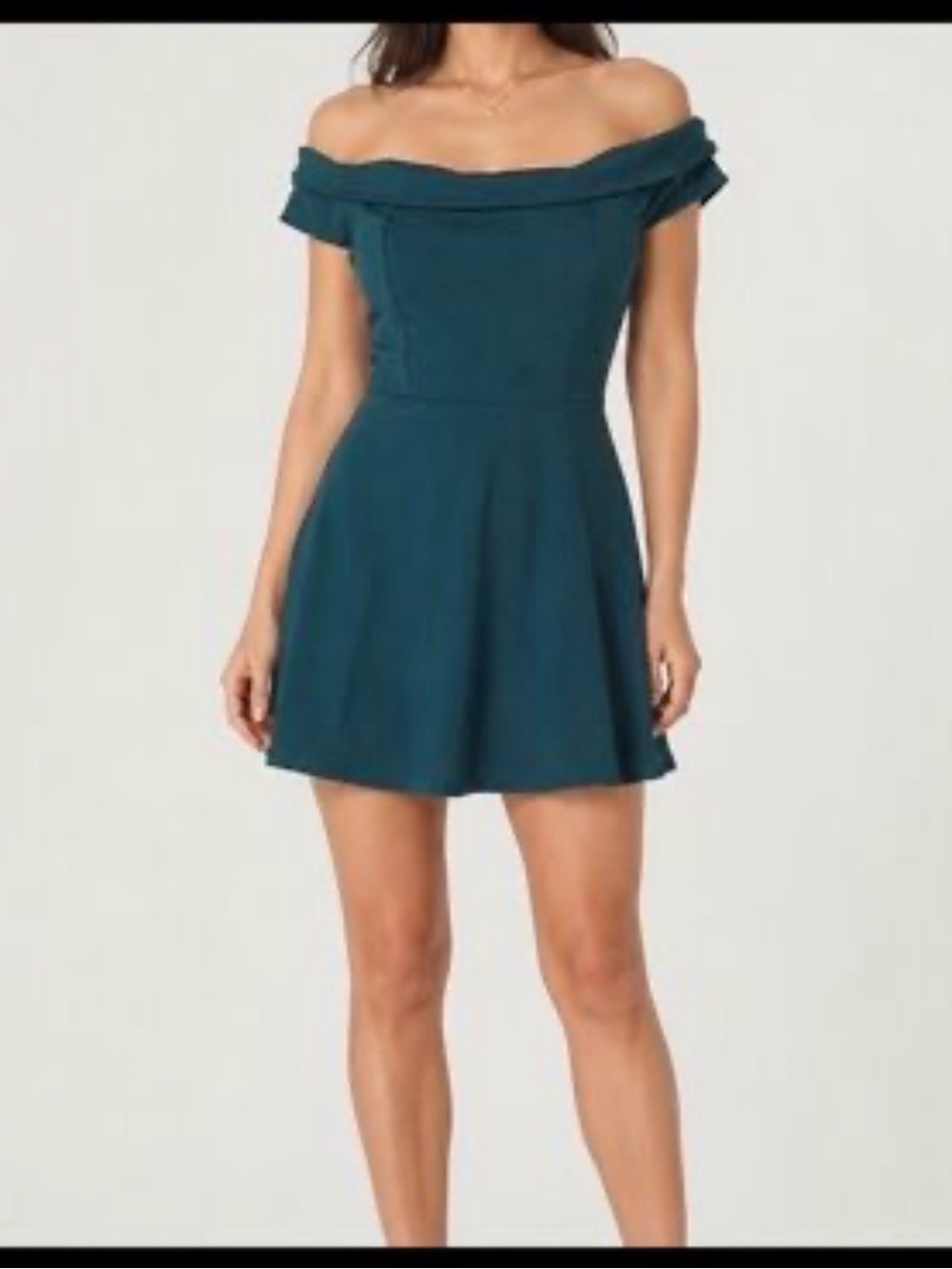 Lulu's Teal Off-Shoulder Fit & Flare Mini Dress Size Small NWT